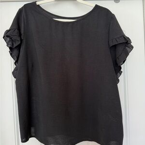 SHEIN Black Ruffle Sleeve Blouse